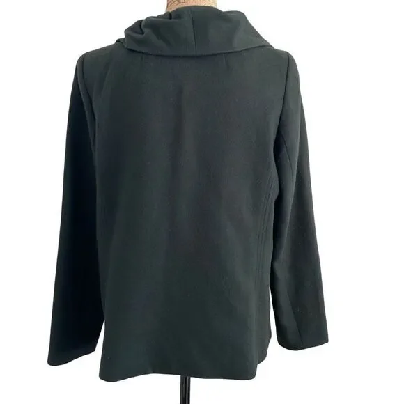 EUC Milly of New York Forest Green Wool Blend Ruffle Collar Trim Coat - Size 10 - Picture 4 of 11